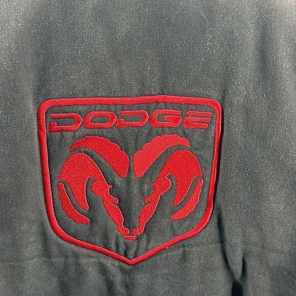 Vintage Dodge Embroidered Letterman’s jacket Denim fabric Sun Damaged L - Picture 2 of 16
